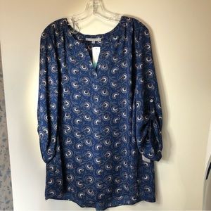 Koda Split Neck Blouse - DANIEL RAINN - 3X - Navy